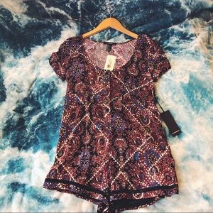 Forever 21 Short Sleeve Paisley Romper - Small
